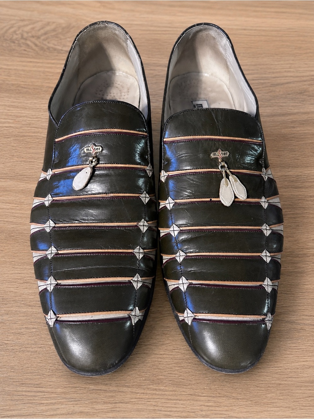 Men's Black & Tan Leather Slip-On Loafers